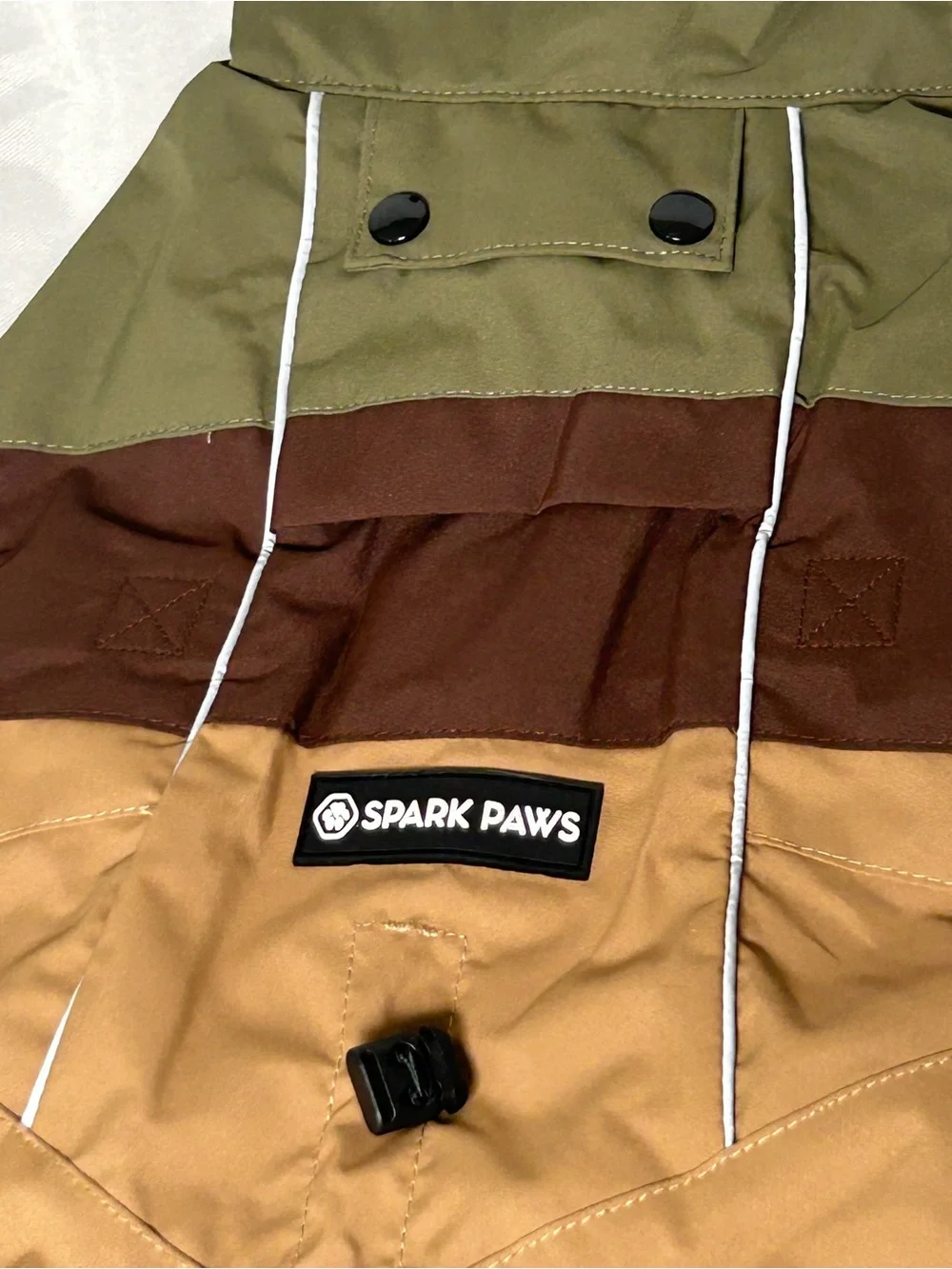 Dog clothes medium sized. Raincoat, water and wind proof, reflective detailing.